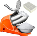 4-Blades Ice Shaver, Electric Shaved Ice Machine Ice Shaver Machine,200lbs/hr ice Crusher with Ice Pick for Home and Commercial Use（Orange）
