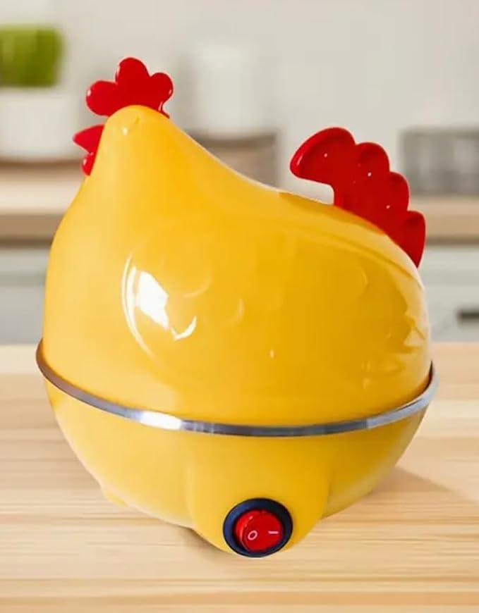 Electric Egg Cooker 7 Egg Capacity Rapid Egg Boiler Auto ShutOff Cute Chicken-Shaped Egg Steamer for Hard Boiled, Soft Boiled, Poached Eggs Veggies & More Appliance & Cute Kitchen Tongs