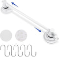 SLIIMU Suction Cup Towel Bar for Shower with 5 Hooks, 17-28 Inch Adjustable Long Bathroom Wall Washcloth Rack,Extendable Glass Shower Door Suction Rag Holder,Towel Rod for Bath Kitchen (White)