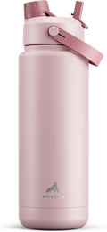POWCAN 32 oz Insulated Water Bottle with 2-in-1 Straw and Spout Lid, Keep Cold 24H, Leak-Proof, BPA-Free, Double Wall Stainless Steel Water Bottle for Sports, Gym, Travel, and School (Dried Rose)