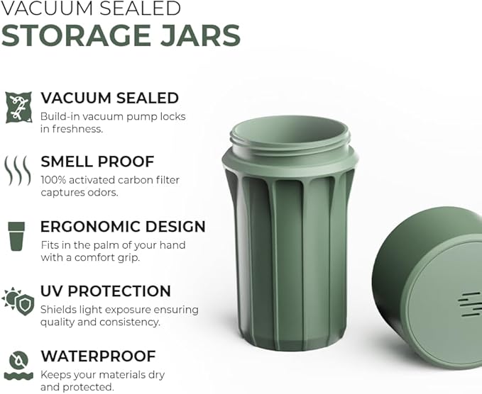 Staze Air Tight Smell Proof Container (148ml) - Vacuum Seal Jar, Waterproof Food Storage Canister, Compact & Travel-Friendly Storage Jar | Odor Resistant Jar for Coffee, Spice & Gummies - (MARSH)