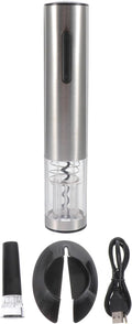 Lurrose Automatic Electric Wine Opener Rechargeable Stainless Steel Corkscrew with Vacuum Stopper and USB Charging Cable Practical Lightweight Wine Bottle Opener for Home Party and