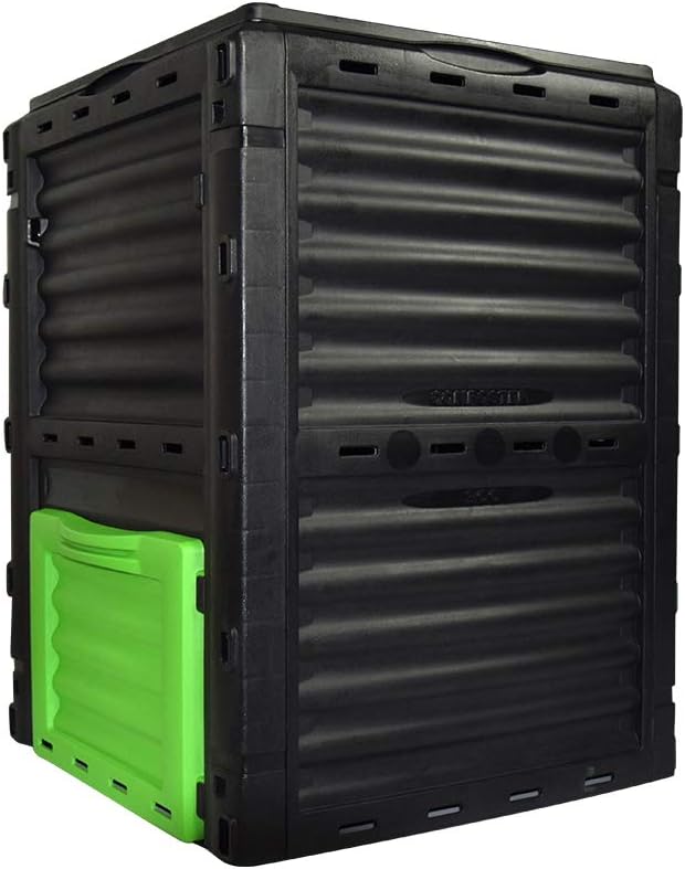 EJWOX 80 Gallon (300L) Large Capacity Static Compost Bin - Forest Green Outdoor Waste Composter with Easy-Access Hatch, Efficient Aeration System for Fast Organic Fertilizer, Sturdy Design