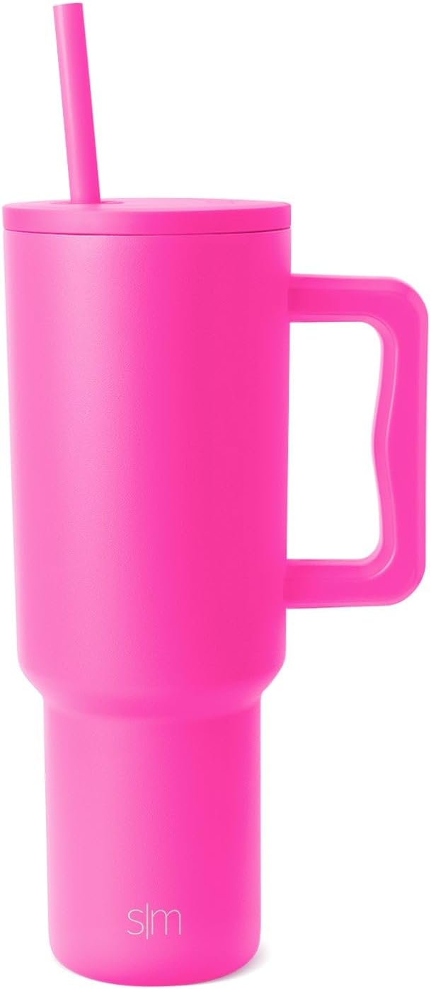 Simple Modern 40 oz Trek Tumbler with Handle and Straw Lid | Cup Holder Friendly Insulated Stainless Steel Travel Mug | Raspberry Vibes (Pack of 12)