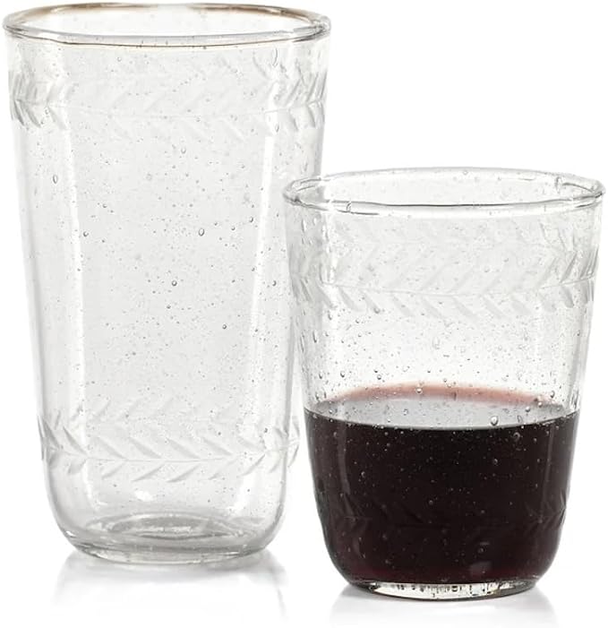 Zodax Tuscan Handmade Etched Glass - Sets of 4 (Highball)