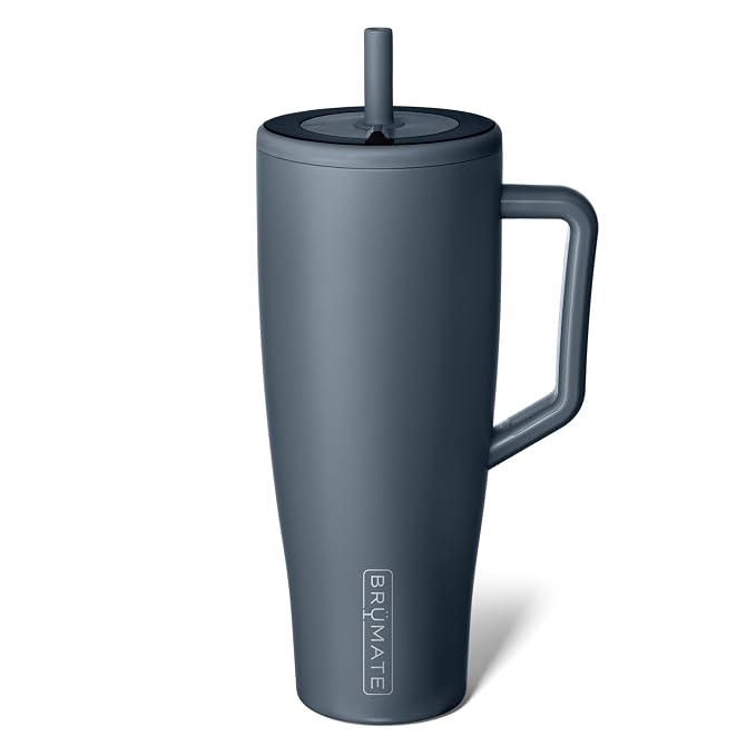 BrüMate Era 40 oz Tumbler with Handle & Straw | 100% Leakproof Insulated Water Bottle Tumbler with Lid & Flexible SoftSip Straw | Made of Stainless Steel | Cup Holder Friendly | 40oz (Nightfall Blue)