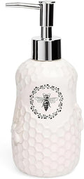 Young's Inc. Ceramic Honey Bee Soap Dispenser for Bathroom and Kitchen - White