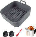 2PCS Air Fryer Silicone Liners 8 Inch Square Food Safe Non-Stick Air fryers Basket Oven Accessories, Reusable Replacement of Flammable Parchment Liner Paper Fits above 6 QT Square Air Fryers