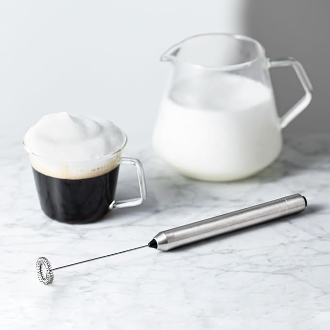 &NE NIM-353 Nikii Cafe Milk Frother 1.0 x 9.8 inches (2.5 cm) x Length 9.8 inches (25 cm) Milk Whisk Stainless Steel Electric Whisk Milk Creamer Latte Art Small