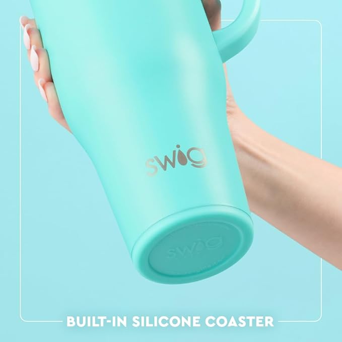 Swig Life 40oz Leak Proof Mega Mug, 40oz Leak Proof Tumbler with Handle and Straw, Extra Large Insulated Tumblers, Cup Holder Friendly Travel Mug, Reusable Leakproof Water Bottle (Spring Chick)