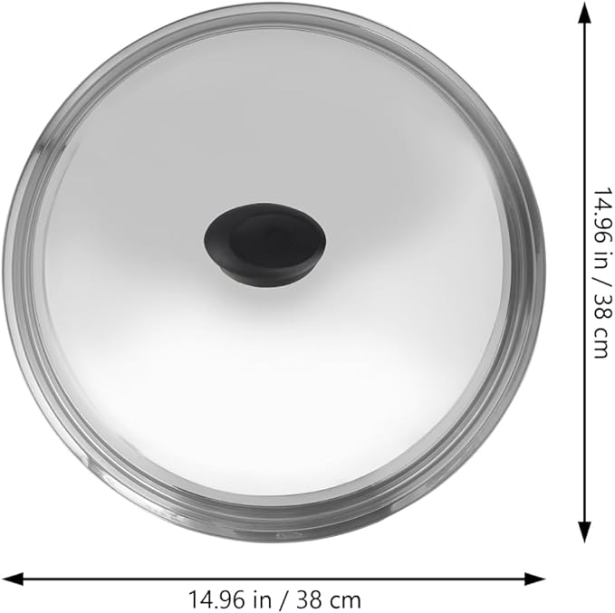 Ciieeo 15 Inch Stainless Steel Cooking Pot Lid Anti-Scald Heat Retention Cover with Knob Multipurpose Kitchen Tool for Oil Splash Protection and Steam Cooking