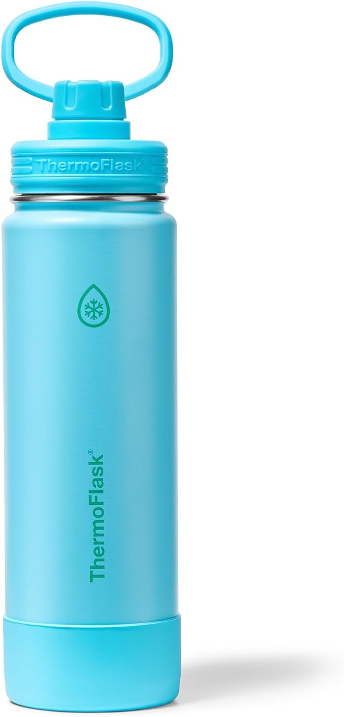 ThermoFlask Insulated Water Bottle with Spout Lid (24 oz, Vivid Blue) - Leakproof, Stainless Steel Water Bottle for Cold & Hot Drinks, Travel & Daily Hydration