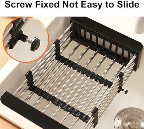 Adjustable Stainless Steel Over Sink Dish Drying Rack, Multi-Functional Kitchen Organizer for Plates, Bowls & Fruits - Space-Saving Drain Basket (Gray, X-Large)