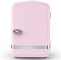 Electactic Mini Fridge for Skincare, 4L/6 Cans Portable Compact Cosmetic Fridge, Retro Desktop Fridge with AC/DC Adapters, Small Cooler and Warmer for Beverage, Makeup, Bedroom, Office, Kids, Pink