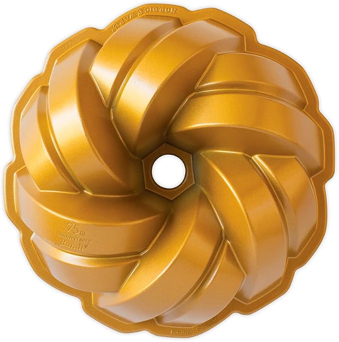 Nordic Ware NW 95577 75th Anniversary Braided Rope Bundt Cake Pan, Gold 12 Cup Capacity (Pack of 3)