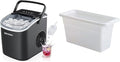 EUHOMY Countertop Ice Maker - with Handle, 26lbs in 24Hrs, 9 Ice Cubes Ready & Rubbermaid Ice Bin 12.1" x 5.5" x 6.12"
