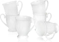Luxury Fine Bone China White Coffee Mugs Set of 6 (8 oz), Ceramic Euro Style Tea Cups, Elegant Durable Coffee Cups Set for Gifts, Women, Men, Mom, Dad, Wedding