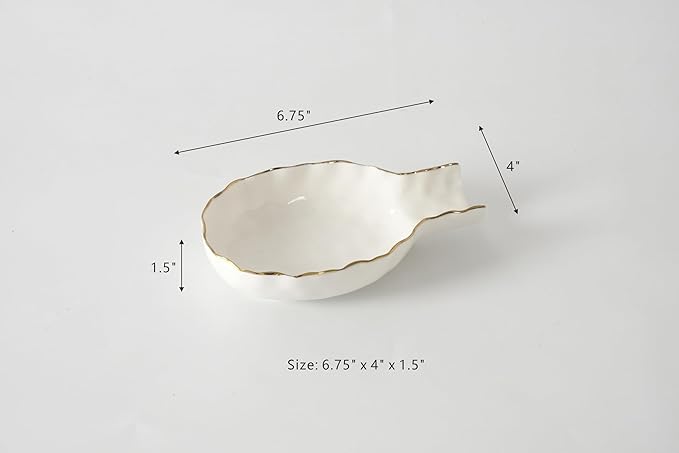 Pampa Bay Golden Salerno Titanium-Plated Porcelain Spoon Rest (White and Gold)