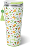 Swig Life 32oz Insulated Tumbler, Travel Coffee Tumbler with Lid, Cup Holder Friendly Travel Coffee Mug, Stainless Steel, 32 oz, Reusable Insulated Mug with Lid (Taco Night)