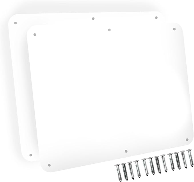 17.5inchX11.5inch Large Stainless Steel Plate for Magnets, 3M Adhesive Back, Mounting Screws, Ideal for Magnetic Shelf, Spice Holders, Colorful Magnets as a Gift. Mount Anywhere! (White, 2 Pack)