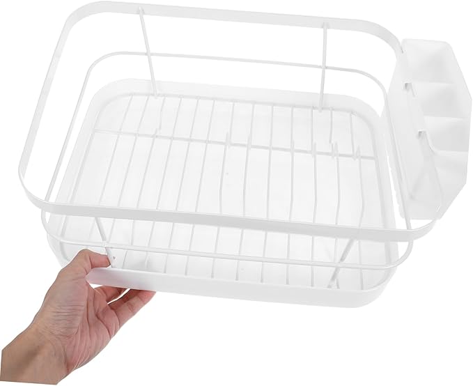 OUNONA Kitchen Tableware Drainer Rack Dish Drying Racks for Kitchen Counter Dish Bowl Drain Easy Installation White