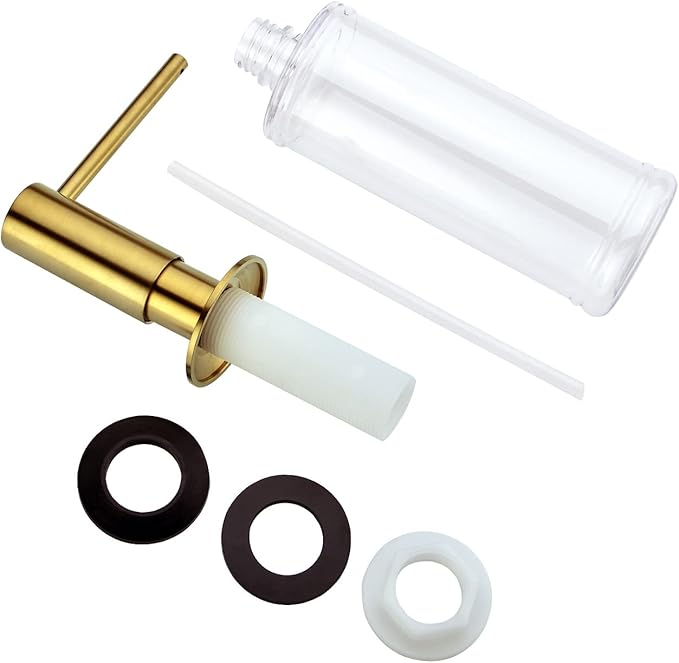 Gold Kitchen Soap Dispenser,Sold Brass Gold Soap Dispensers for Kitchen Sink,Commercial Liquid Dish Dispensers,Built in Kitchen Sink Soap Dispenser
