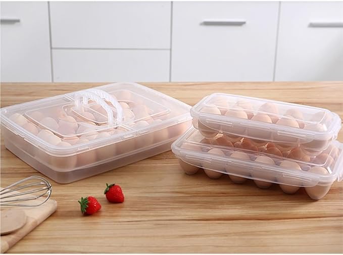 TOWINE Food Storage Containers Egg Preservation Box Refrigerator Egg Storage Box Home Preservation Storage Box Kitchen Multi-Grid Portable Egg Box (Color : Clear, Size : A)
