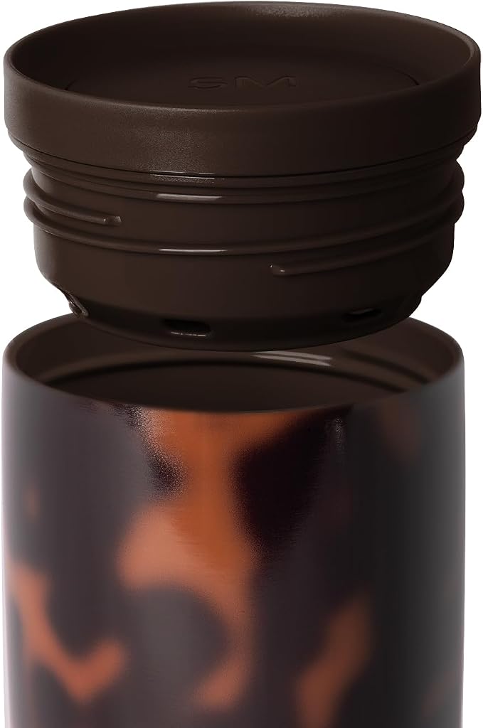 Simple Modern Travel Coffee Mug Tumbler with 360° Lid | Ceramic-Lined Insulated Stainless Steel Cold Brew Iced Coffee Cup | Gift for Women Men Her Him | Voyager Signature | 16oz | Tortoise