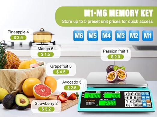 88lb/40kg Commercial Food Scale, Digital Price Computing Scale with Counting Feature, Outdoor Market Food Scale Dual LCD for Farmers Markets, Butchers, Retail Stores