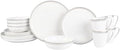 Everyday White by Fitz and Floyd Nevaeh Bone China Coupe Platinum Bands Dinnerware Set, Service for 4