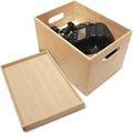 BAMOTTO CRAFTBAMBOO 10.2”x7.3”x6.5” Lidded Storage Bins - Stackable Bamboo Box/Cube/Basket with Handles for Home Kitchen Office, Organize Tableware Clothing Toys Books