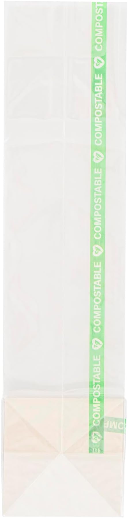 Resturantware Plastic Gusset Bags 100 Count 2" x 2" x 8 1/4" Wicker Dispensing Bottom Gusset Clear Plastic Bags Heat Sealable For Sourdough Bread Cookies Pastries Rolls For Home Bakers And Bakeries