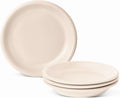 Timeworn Clay Dinner Plates, Set of 4, 10.25-Inch, Creamy White | Hand-Finished, Stoneware, Large Main Course Plate, Microwave and Dishwasher Safe
