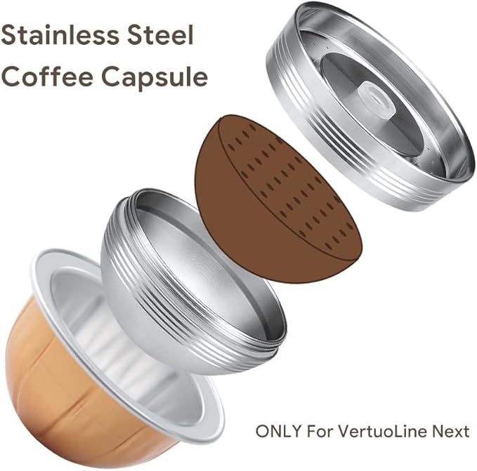 BENFUCHEN Stainless Steel Reusable Vertuo Capsule Compatible With VERTUO NEXT+EMPTY Refillable Alumium-VERTUO-Pods-80+150+230ml Each 2 Pcs +Coffee Tamper ForNespressoVertuoNext Reusable Pods