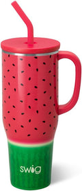 Swig Life 40oz Mega Mug, 40oz Tumbler with Handle and Straw, Extra Large Insulated Tumblers, Cup Holder Friendly Travel Mug (Melon Slice)