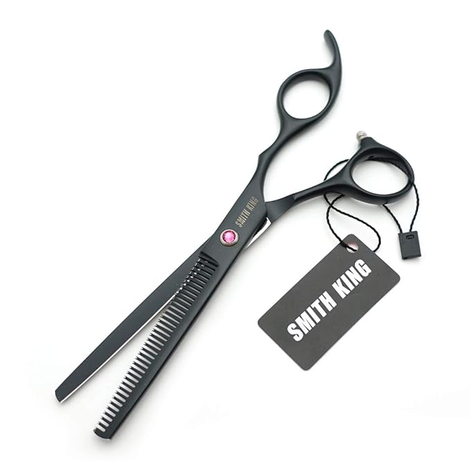 7.0 Inches Hair Cutting Scissors Set with Combs Lether Scissors Case,Hair cutting shears Hair Thinning shears For Personal and Professional (Black)