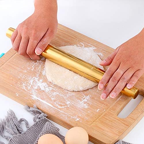 Buyer Star Rainbow rolling pin-15.8-inch Professional Rolling Pin Fondant, Dumplings, Cookies, Pizza Dough, Pasta, Pie Crust, Pastry - Metal French Rolling Pin Roller (GOLD)