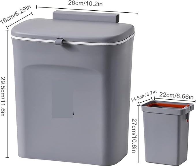 Hanging Trash Can, Kitchen Garbage Bin Waste Bins, Kitchen Trash Can with Cover, Household Cabinet Door, Wall Mounted Toilet, Living Room, Creative Paper Basket