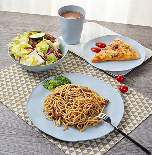 MORGIANA 8 pcs Reusable Dinnerware Set, Camping Dishes with Bowls Plates Dishes for 2 (Blue)