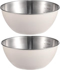 Stainless Steel Salad Bowls Set of 2 Mixing Bowl with Measurement Markings Snacks Bowls, Small 1.27 Quart White Serving Bowls for Mixing, Cooking, Prepping and Home Kitchen Food Storage Bowls