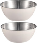 Stainless Steel Salad Bowls Set of 2 Mixing Bowl with Measurement Markings Snacks Bowls, 3.17 Quart White Serving Bowls for Mixing, Cooking, Baking, Prepping and Home Kitchen Food Storage Bowls
