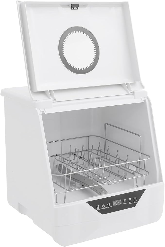 3-In-1 Portable Dishwasher,785W Countertop Mini Dishwasher With Display Screen & Child Lock,Multi-Functional Large Capacity Compact Drying Storage Dishwasher For Apartments,Dorms,Kitchens (800W 6L)