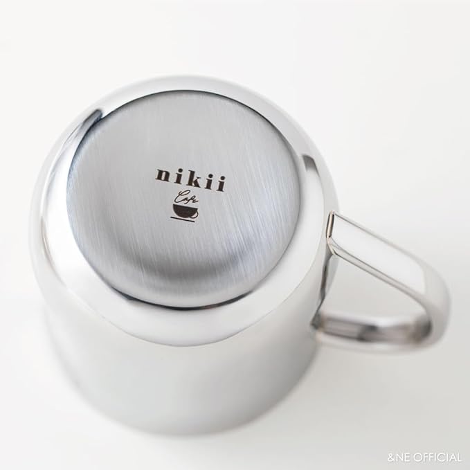 &NE Nikii Cafe Milk Jug, Stainless Steel, 8.5 fl oz (250 ml), Whipper, Latte Art, Latte Macchiato, Coffee, Foam Milk, Milk Form, Coffee Latte Art, Silver, Milk Whisk Jug NAS-354