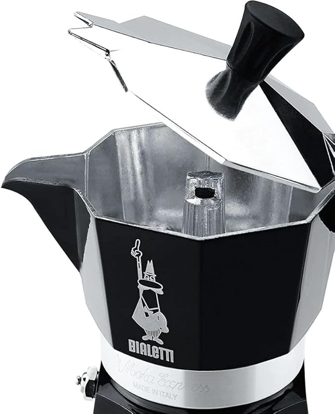 Bialetti Moka Express Iconic Italian Stovetop Espresso Maker (Black, 6 Cups)