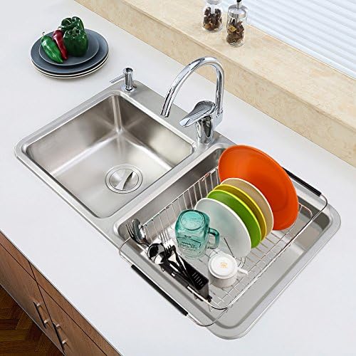 iPEGTOP Expandable Over Sink Dish Drying Rack & Cabinet Shelf Rack