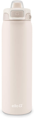 Ello Pop & Fill 22oz Stainless Steel Water Bottle with Quick Fill Technology, Double Walled and Vacuum Insulated Metal, Leak Proof Locking Lid, Sip and Chug, Reusable, BPA Free, Tonal Cream