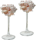 LYFJMUS 2 Pcs Seashell Wine Glasses Wedding Wine Glasses Conch Cup Martini Cocktail Glass Cup for Birthday Wedding Beach Bridesmaids Anniversary Party (Pink, 6.3inch)