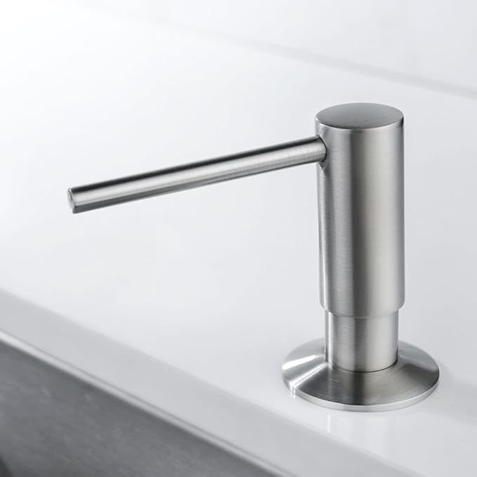 Avola Built in Sink Soap Dispenser, Spot Resist Solid Brass Deck Mounted Kitchen Lotion or Soap Dispenser,Brushed Nickel,Kitchen Sink Soap Dispenser Refill from The Top
