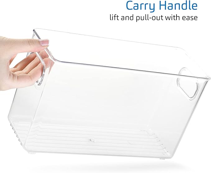 StorageBud Pantry Organization And Storage - Refrigerator Organizer Bins - Stackable Clear Fridge & Freezer Organizer - Great For Pantry, Storage, Fridge, Freezer