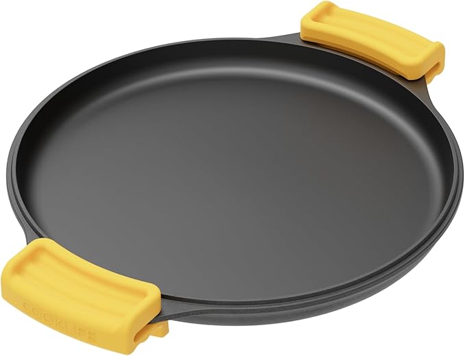 COOKLIFE 12 Inch Cast Iron Griddle with Hot Handle Cover